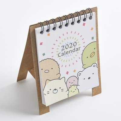 2020 Kawaii Cartoon Animals Standing Desk Calendar - DIY Kraft Paper Mini Schedule Planner (Aug 2019-Dec 2020) - Home & Office Decor - Perfect for Workstations, Study Desks & Gift Giving (4 Colors)