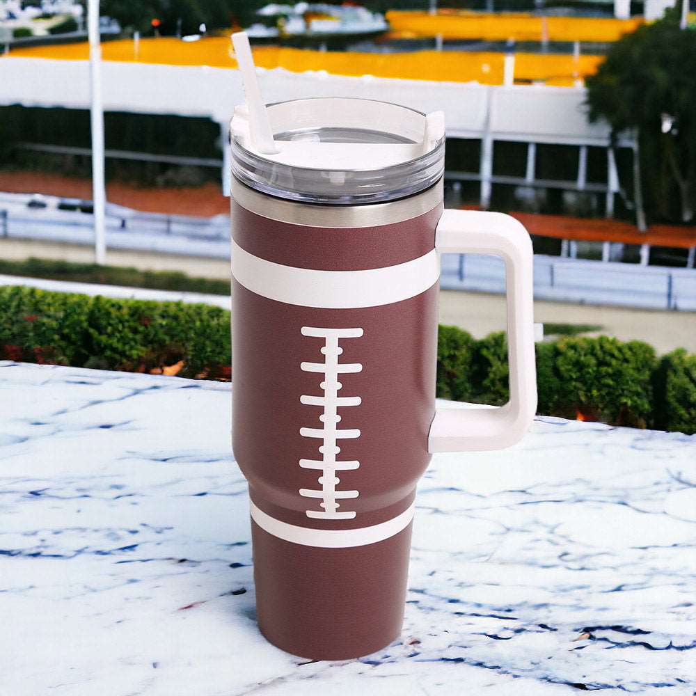 Super Bowl Sunday Football Tumbler - Insulated Stainless Steel Travel Mug for Hot & Cold Drinks - Perfect for Game Day, Tailgating & Sports Fans
