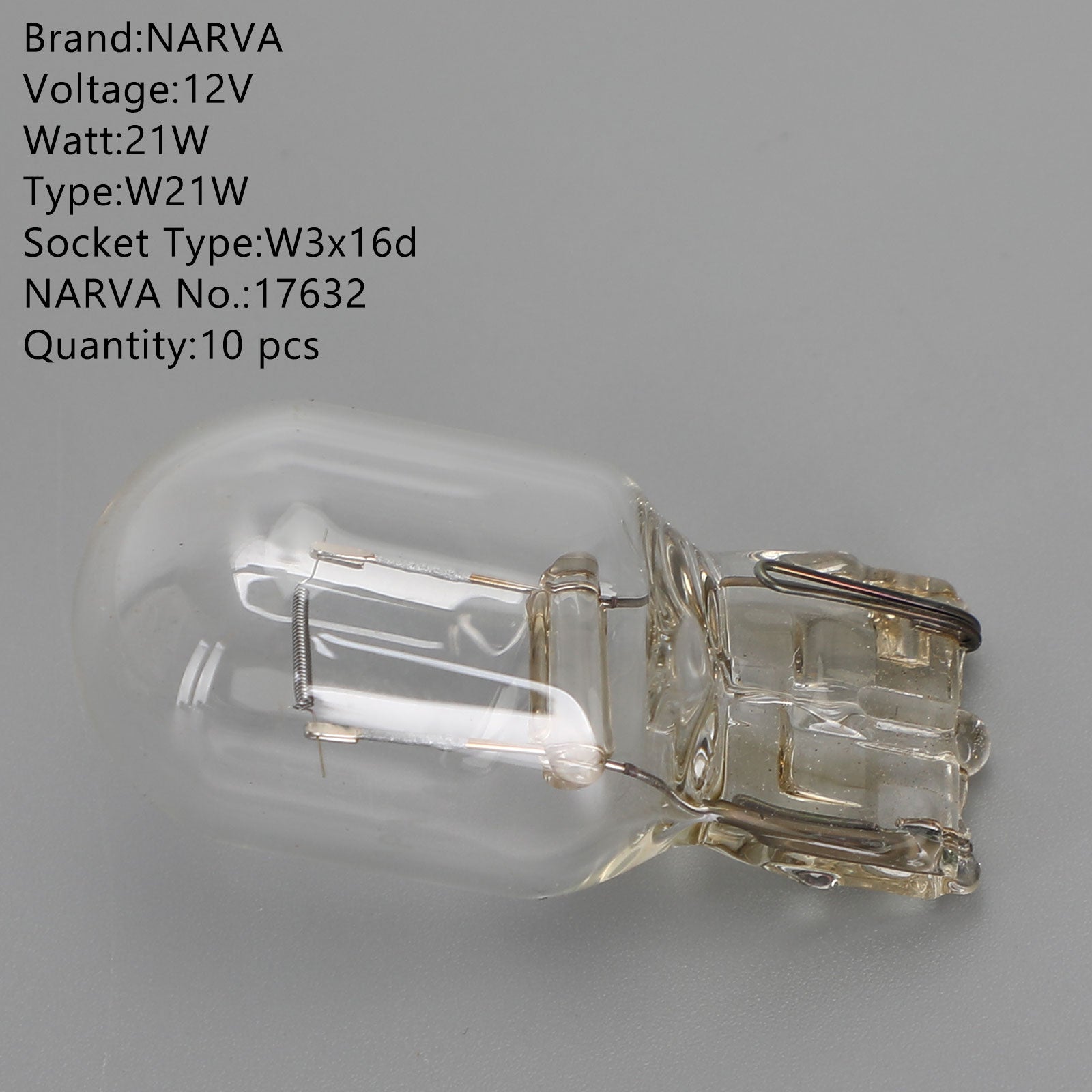 10x NARVA 17632 Car Auxiliary Bulbs W21W 12V21W W3x16d - Replacement for Interior Dome Lights, Map Lights & License Plate Lights - Perfect for Volkswagen, Audi, BMW & More