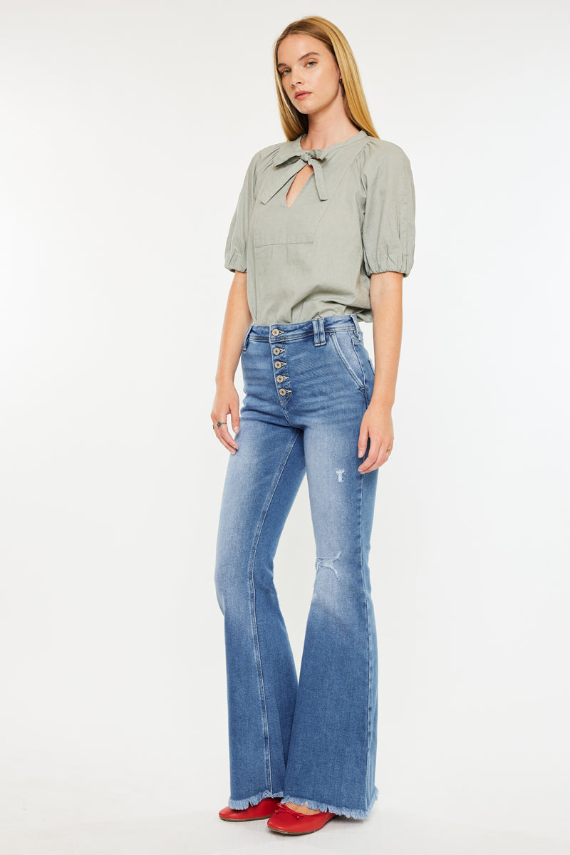 Sianne Women's High Rise Flare Jeans - Stretchy Denim Pants for Casual & Retro Style | Perfect for Everyday Wear, Date Night & 70s Fashion Looks