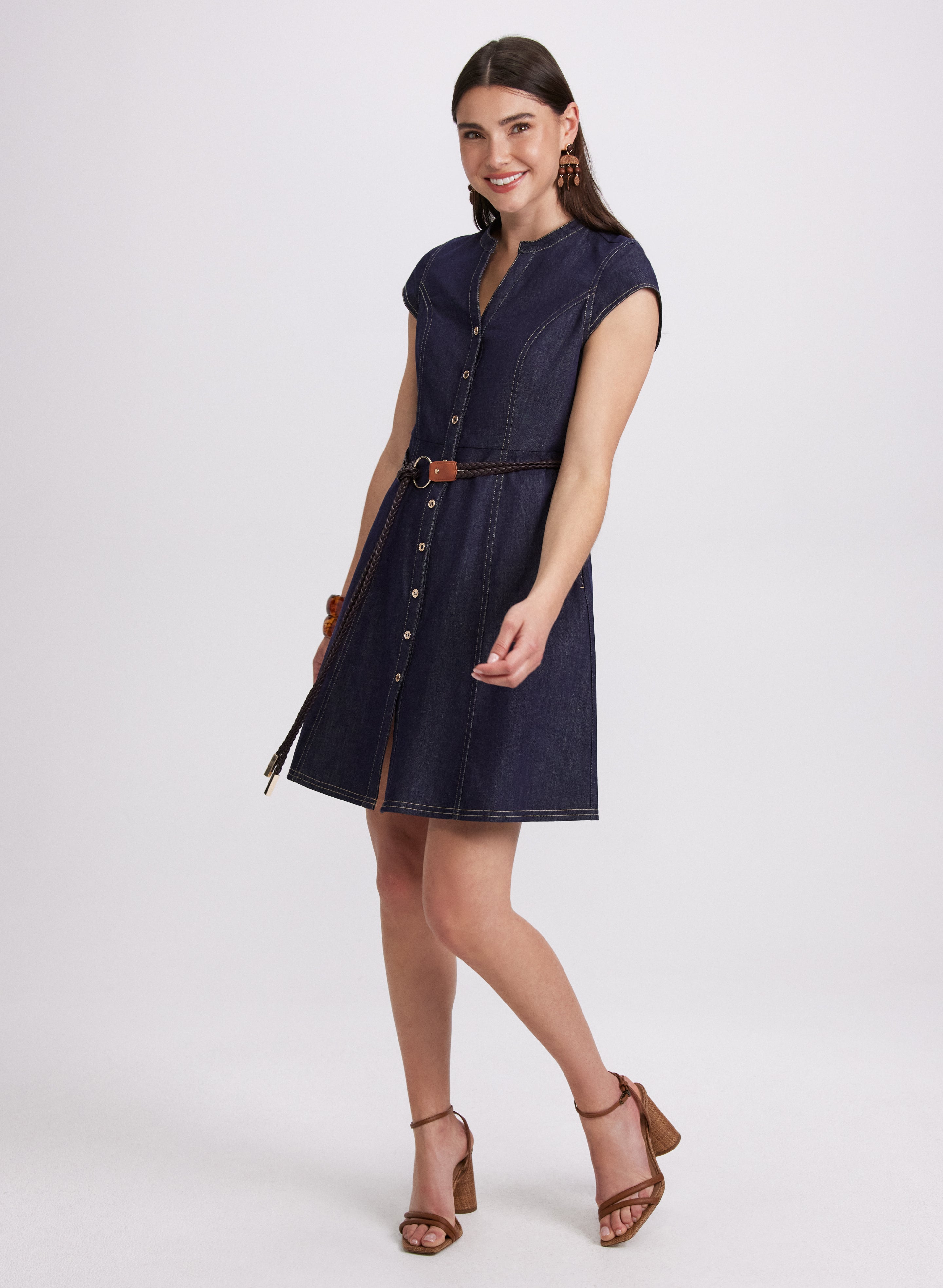 Stylish Women's Denim Button Down Dress - Casual & Comfortable Shirt Dress for Everyday Wear | Perfect for Work, Outings & Weekend Errands