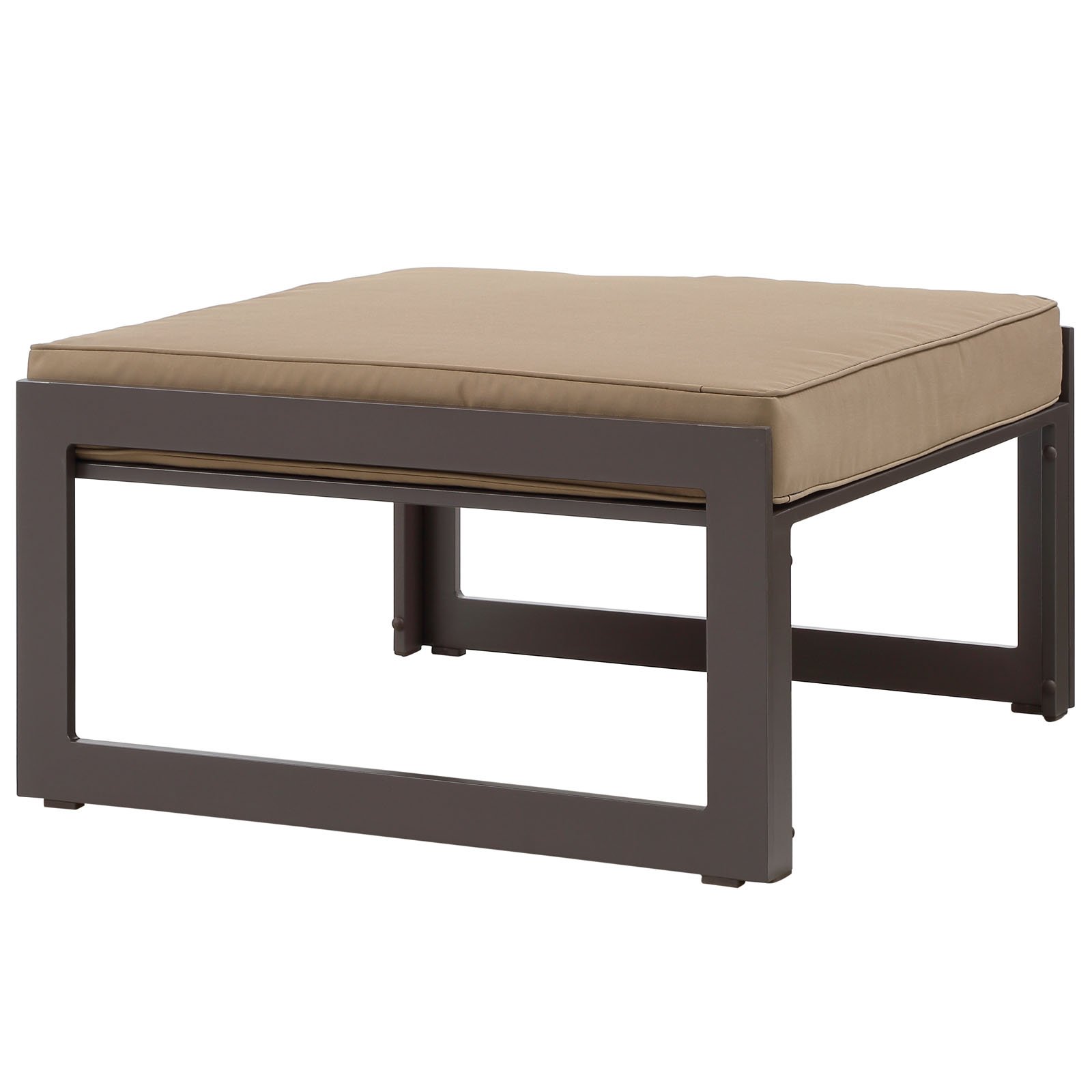 Modern Outdoor Lounge Chair with Ottoman - Brown Fabric & Aluminum Frame - Patio, Balcony, Garden Relaxation & Comfort