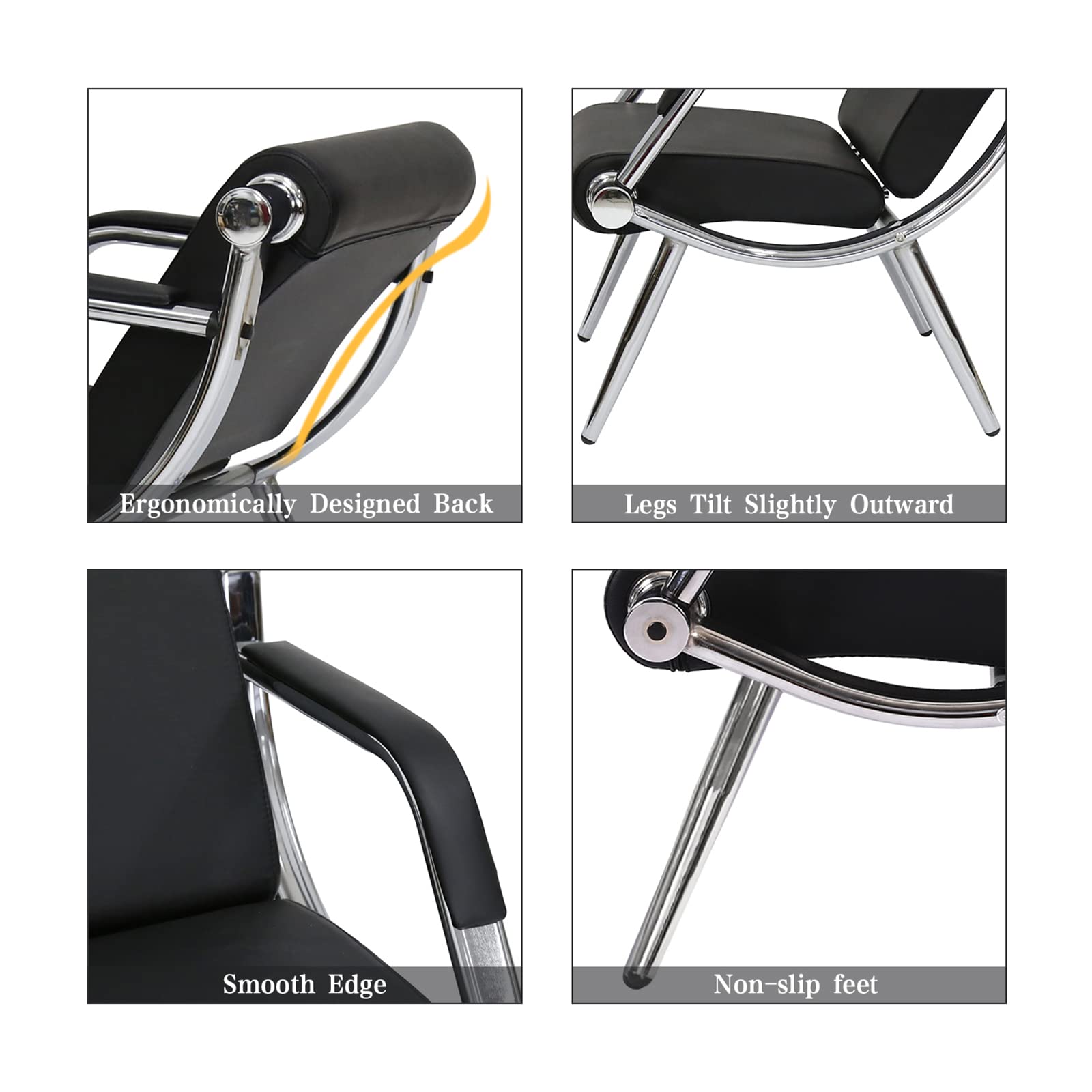 Premium PU Leather Waiting Room Chair - 1-Seat Black Reception Guest Chair for Business Office, Airport, Hospital, Bank, Conference Room & Salon | Durable & Comfortable Seating Solution for High-Traffic Areas