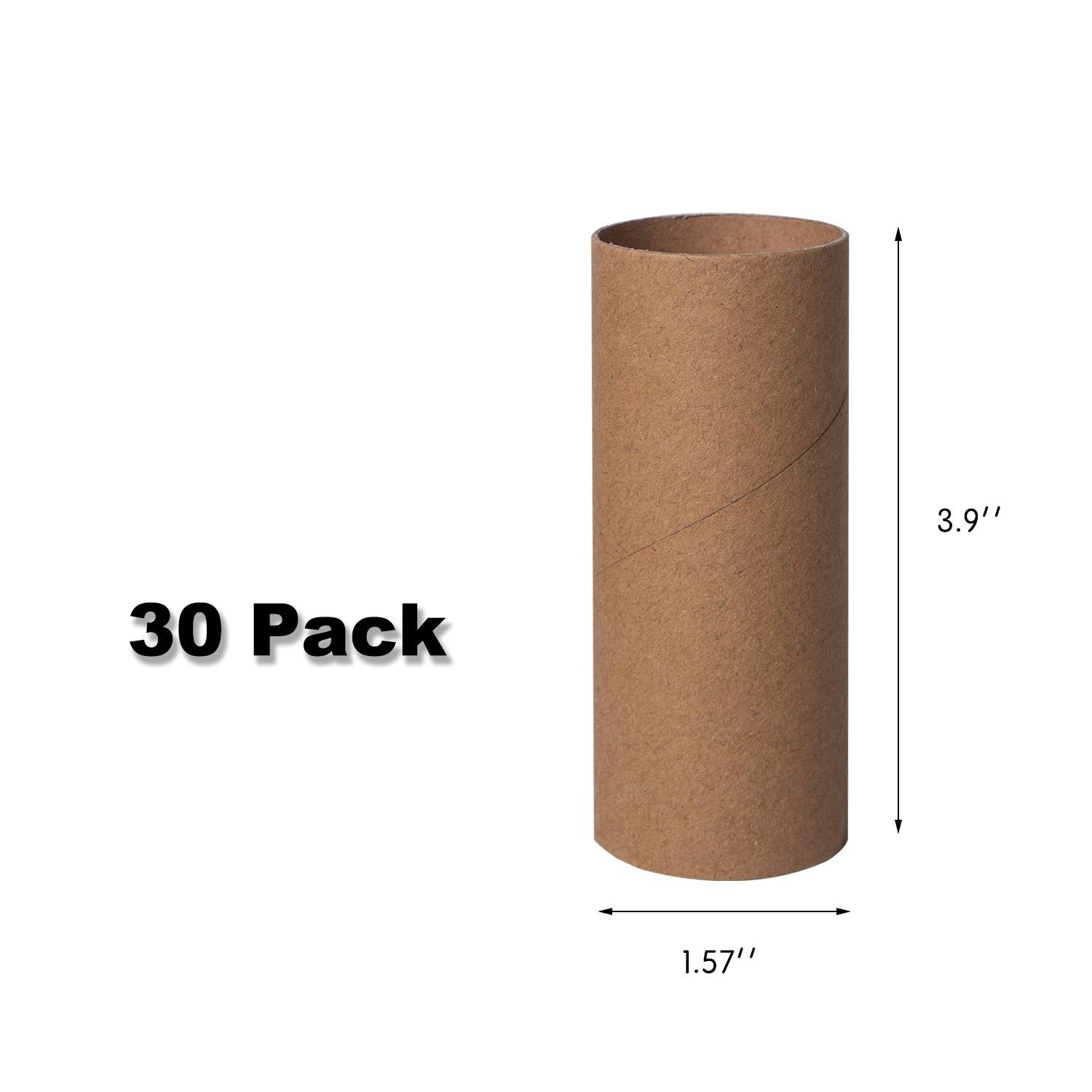 30 Pack Thick Brown Cardboard Tubes for DIY Crafts - 1.57 x 3.9 Inch Round Paper Tubes - Perfect for Holiday Decorations, Gift Wrapping & School Projects