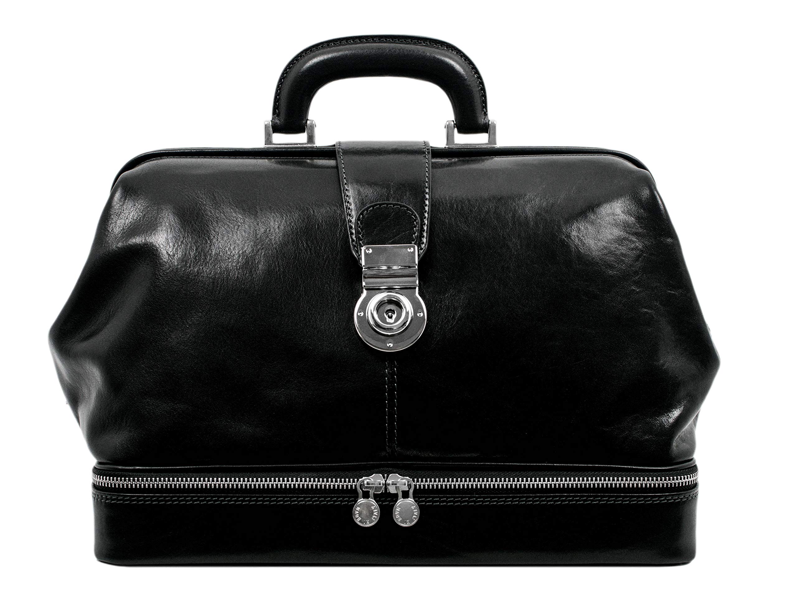 Vintage Leather Doctor Bag Briefcase with Key Lock - Durable Brown Medical Purse for Doctors, Nurses & Professionals - Perfect for Work, Travel & Everyday Use