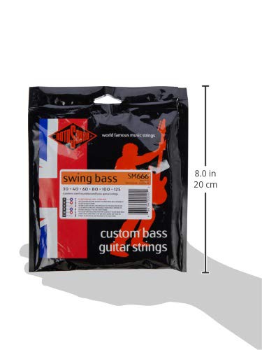 Rotosound SM666 Swing Bass 66 Stainless Steel 6-String Bass Guitar Strings (30-40-60-80-100-125 Gauge) - Perfect for Rock, Jazz & Studio Recording