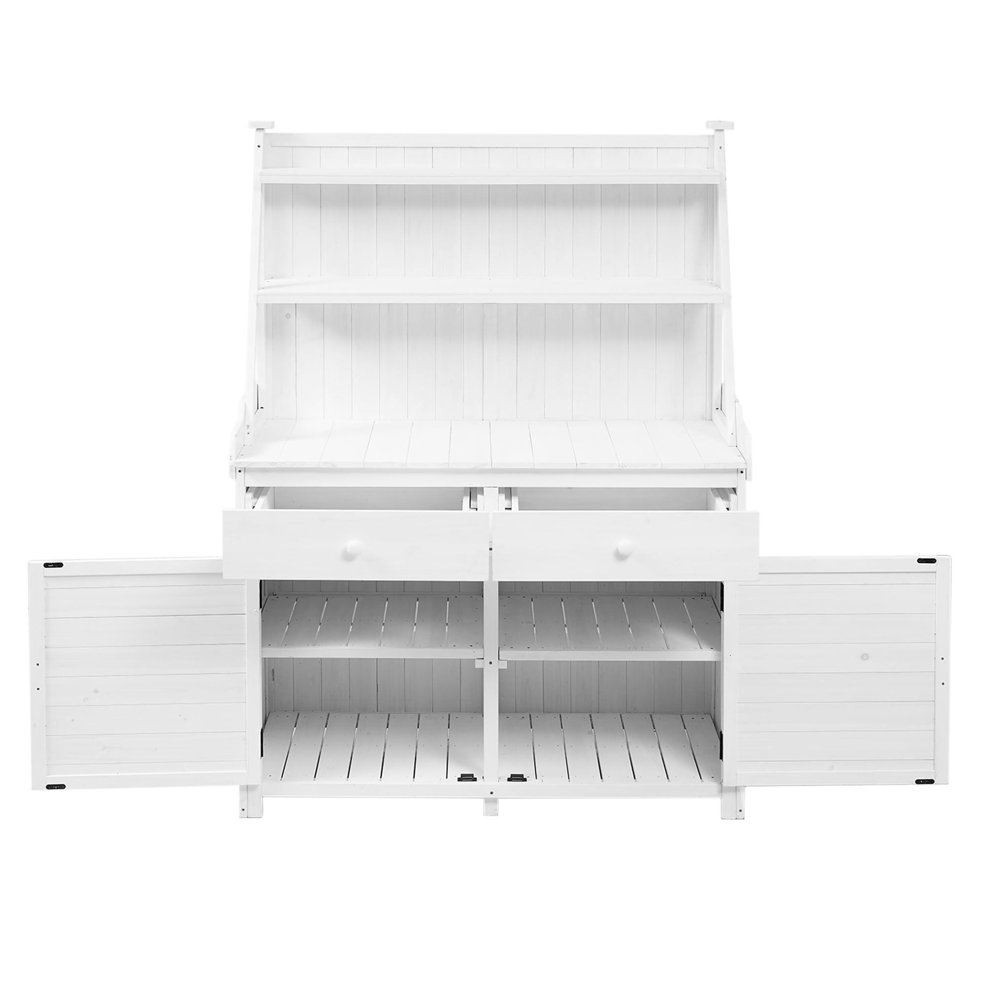 P PURLOVE Fir Wood Garden Potting Bench with Storage Shelf, Drawer & Cabinet - Durable Outdoor Work Table for Gardening, Backyard & Patio - Perfect for Planting, Potting & Organizing Tools