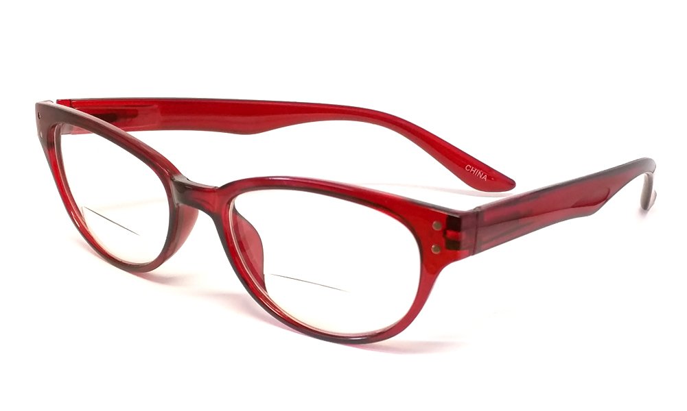 Calabria 7654 Bi-Focal Designer Reading Glasses for Women & Men - Fashionable Lightweight Eyewear for Reading & Computer Use - Perfect for Office, Home & Travel