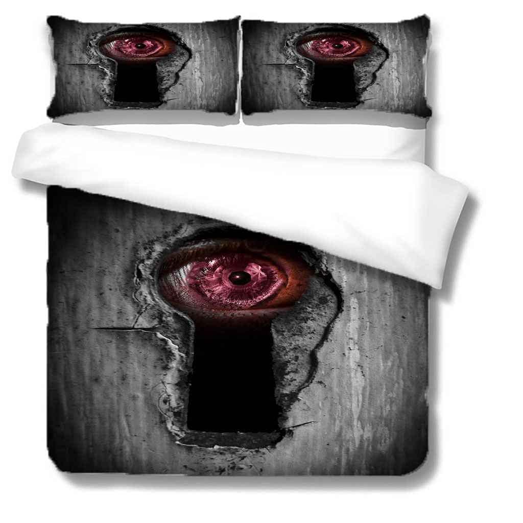 Queen Size 90x90 Inch Grey Eyes Modern Duvet Cover Set - Soft Microfiber Comforter Cover with Zipper Closure & Corner Ties, Includes 2 Pillow Shams | Perfect for Bedroom Decor, Guest Rooms & Cozy Home Styling