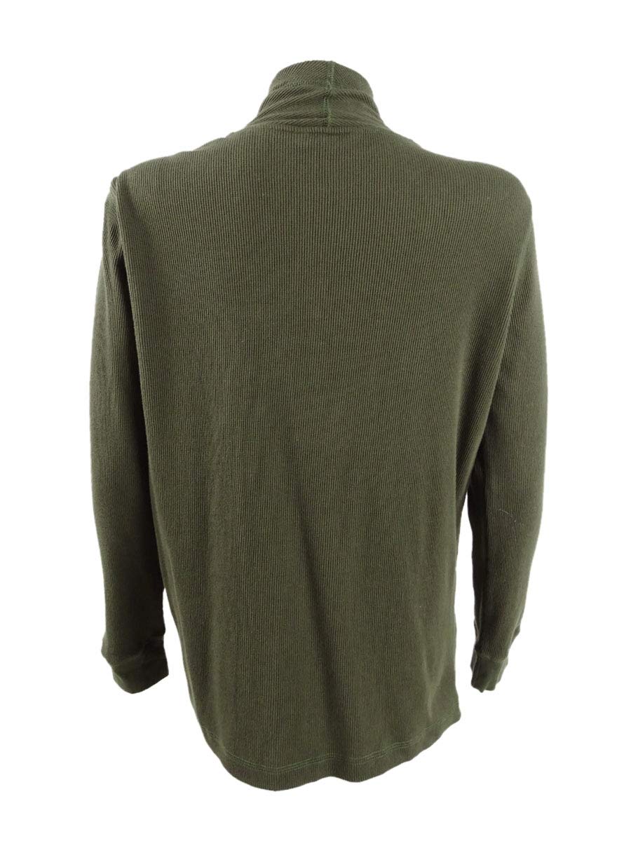 LAUREN RALPH LAUREN Women's Petite Waffle-Knit Cardigan Sweater - Olive Green, Size PS | Cozy Fall & Winter Layering for Office & Casual Outfits