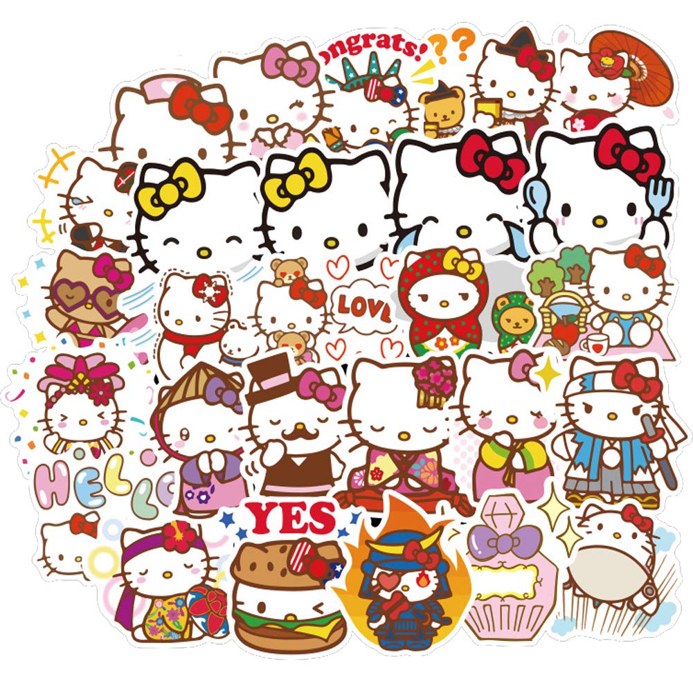 100PCS Hello Kitty Stickers for Water Bottle, iPhone & MacBook - Cute Anime Vinyl Decals for Girls & Teens - Perfect for School Supplies, Laptop Decor & DIY Crafts