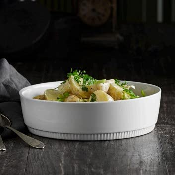 Pillivuyt France Toulouse 9-Inch Large Round Gratin Baker & Casserole Dish - 1.5 Quart Oven, Microwave & Freezer Safe - Perfect for Baking, Roasting & Serving French Cuisine
