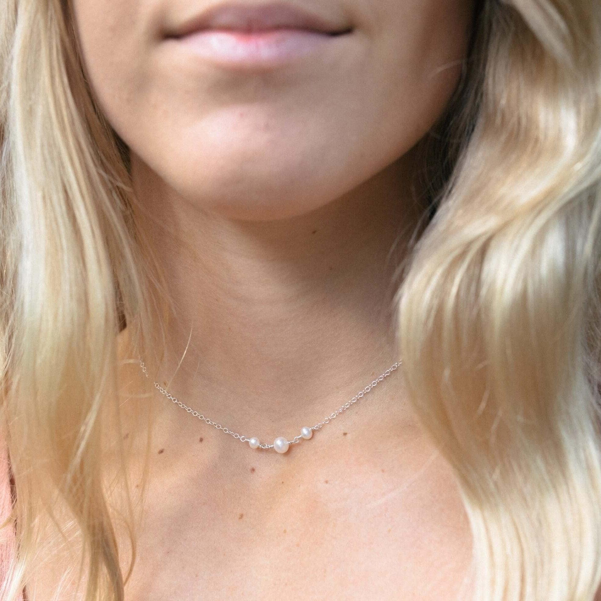 Elegant White Freshwater Pearl Beaded Choker Necklace for Women - Perfect for Weddings, Parties & Special Occasions