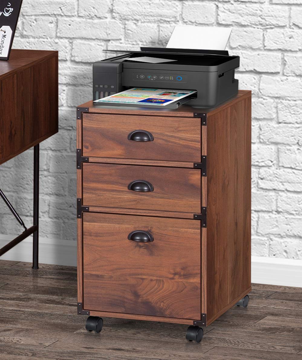 3-Drawer Mobile File Cabinet - Rolling Lateral File Storage Organizer with Hanging Letter Holder for Home & Office Use | Compact & Space-Saving Document Organization Solution