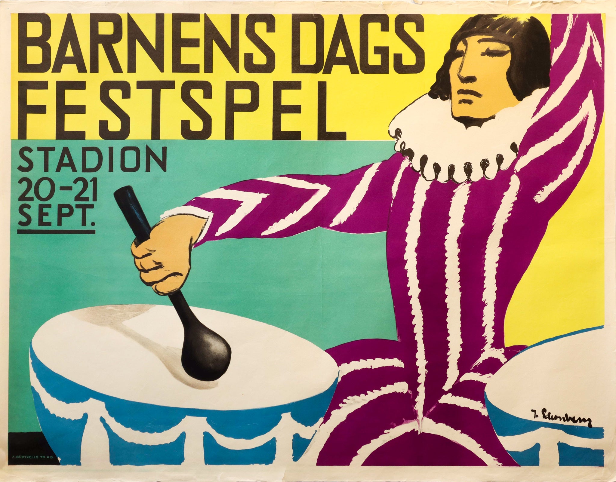 Vintage 1920s Swedish Art Deco Poster - Barnens Dag (Children's Day) - Perfect for Home Decor, Office Wall Art & Retro Interior Design