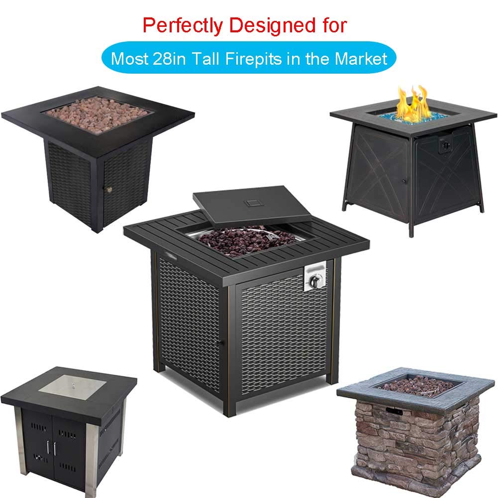 **28 Inch Square Fire Pit Cover - Heavy Duty Waterproof Fireplace Cover for Propane & Gas Fire Pits - 28 x 28 Inches - Perfect for Outdoor Patio, Deck, and Backyard Protection**