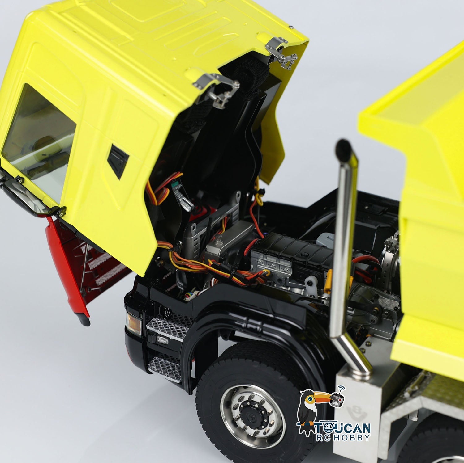 1/14 Scale Metal Hydraulic RC Roll Off Dumper Truck - 8x8 Engineering Vehicle with Differential Lock, 3-Speed Transmission & U-Shaped High Bucket - Perfect for Construction Site Play, RC Hobbyists & Model Collectors