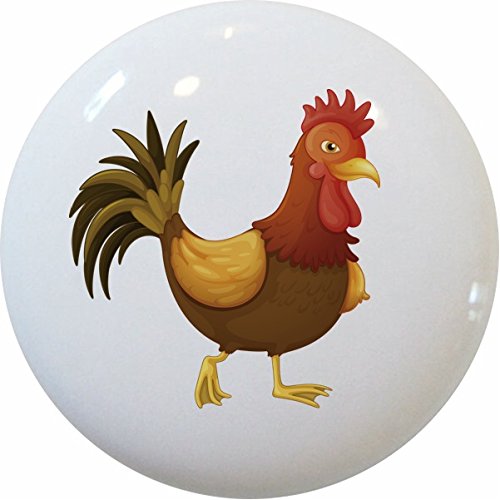 Stylish Rooster Ceramic Cabinet Knobs - Set of 3, Vintage Farmhouse Drawer Pulls for Kitchen, Bathroom & Furniture - Perfect for Cabinets, Dressers & Home Decor
