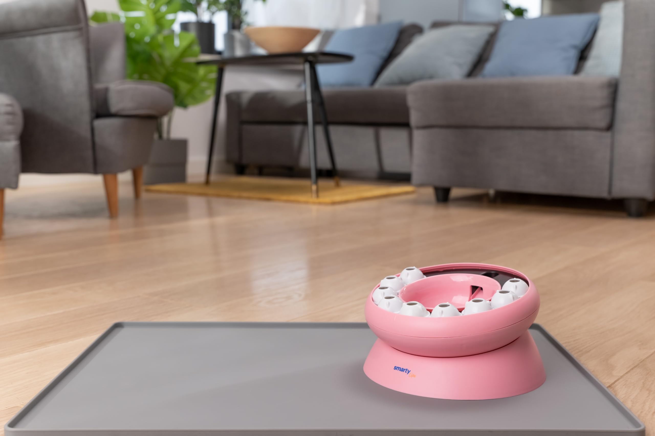 Interactive Cat Slow Feeder Bowl - Brain Stimulation Puzzle Feeder for Healthy Weight - Pink Pet Food Dispenser Toy - Perfect for Mealtime Fun & Indoor Play