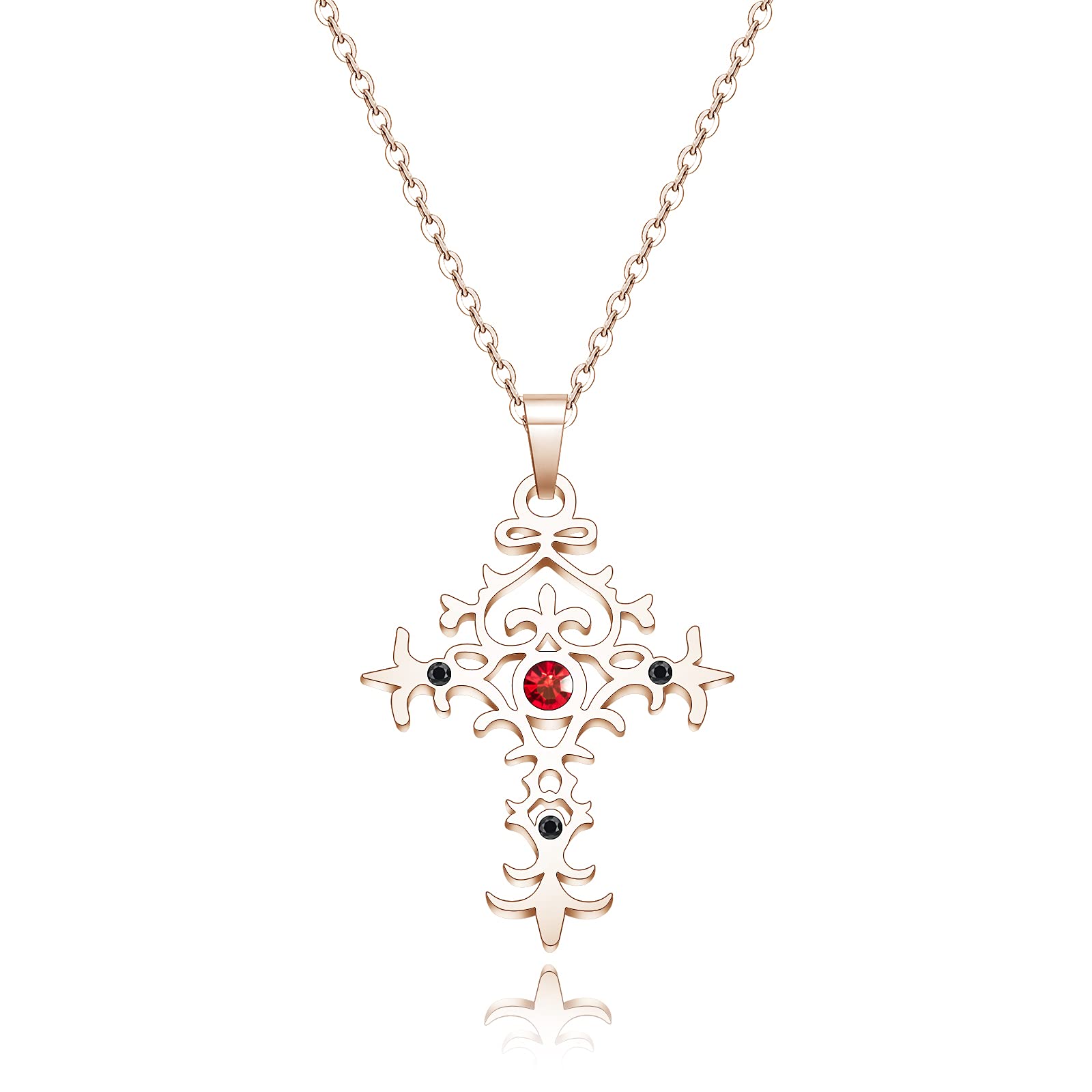 Vampire Cross Pendant Necklace for Women - Gothic Jewelry, Vampire Lover Gift, Birthday Present for Girlfriend - Perfect for Halloween, Gothic Fashion & Dark Aesthetic Outfits