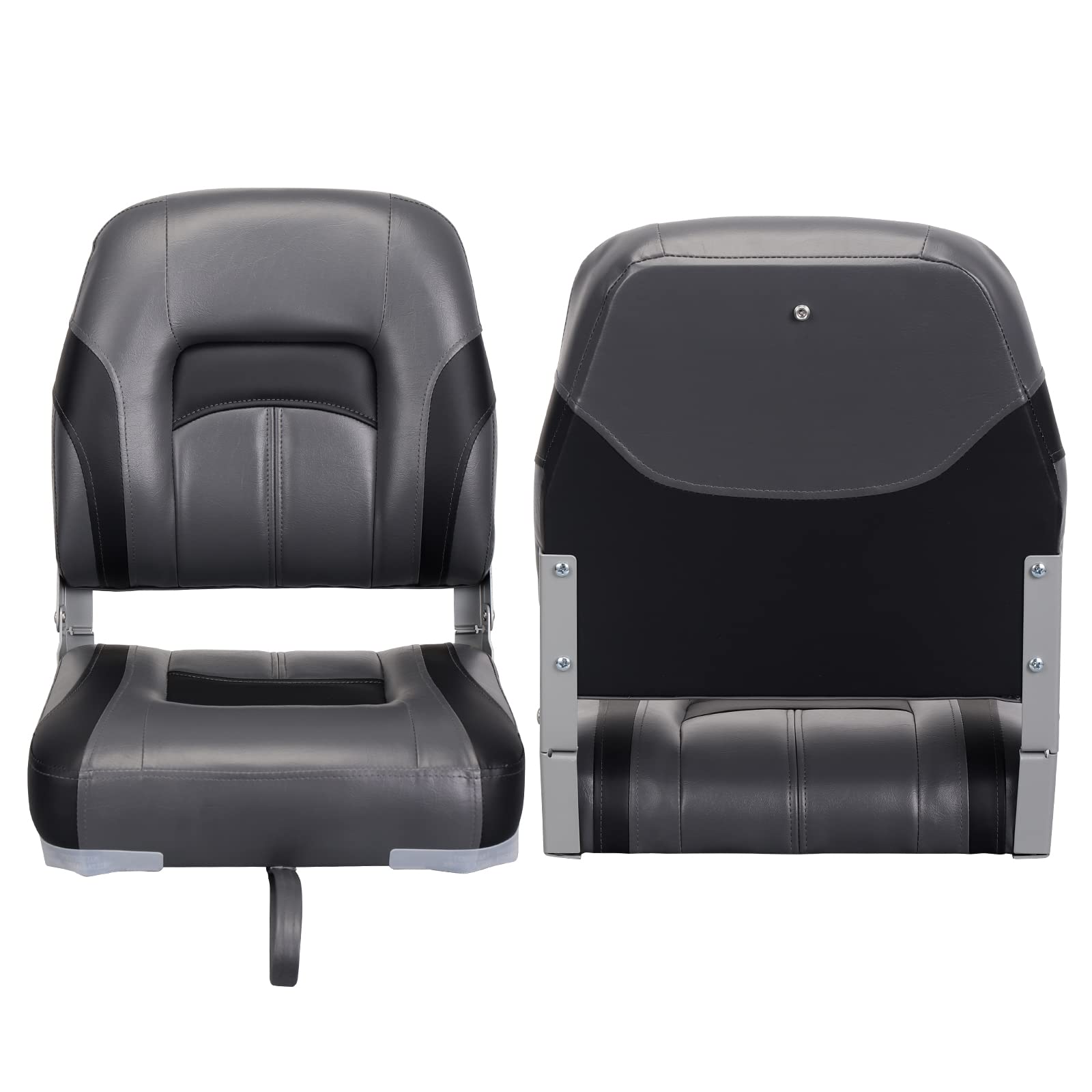 Leader Accessories Elite Low/High Back Folding Fishing Boat Seat Set (2 Seats) - Durable & Comfortable for Boating, Camping, and Outdoor Adventures