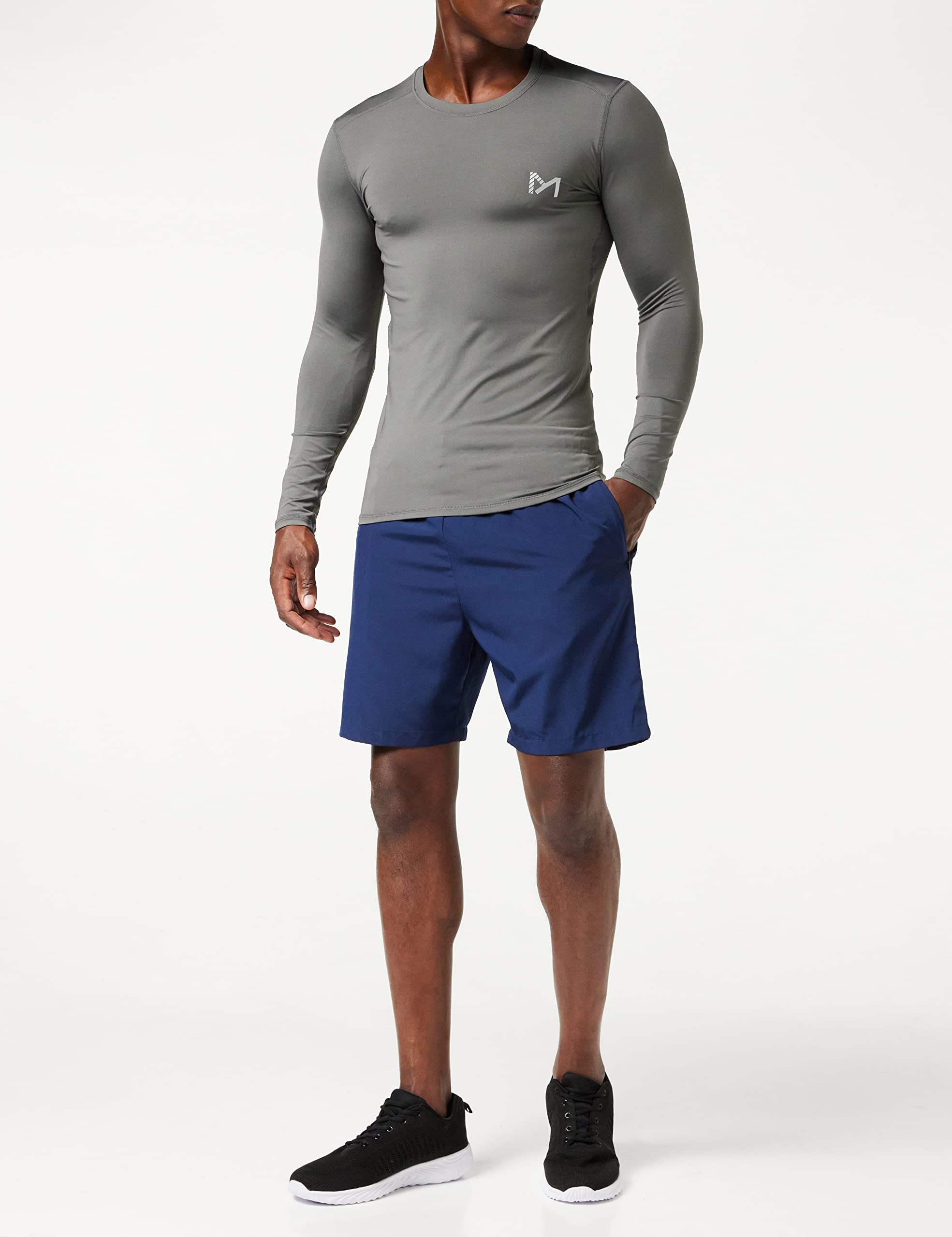 MEETYOO Men's Compression Shirt, Long Sleeve Athletic Base Layer for Running, Gym, Cycling - Moisture Wicking & Breathable Workout Shirt for Sports & Outdoor Activities