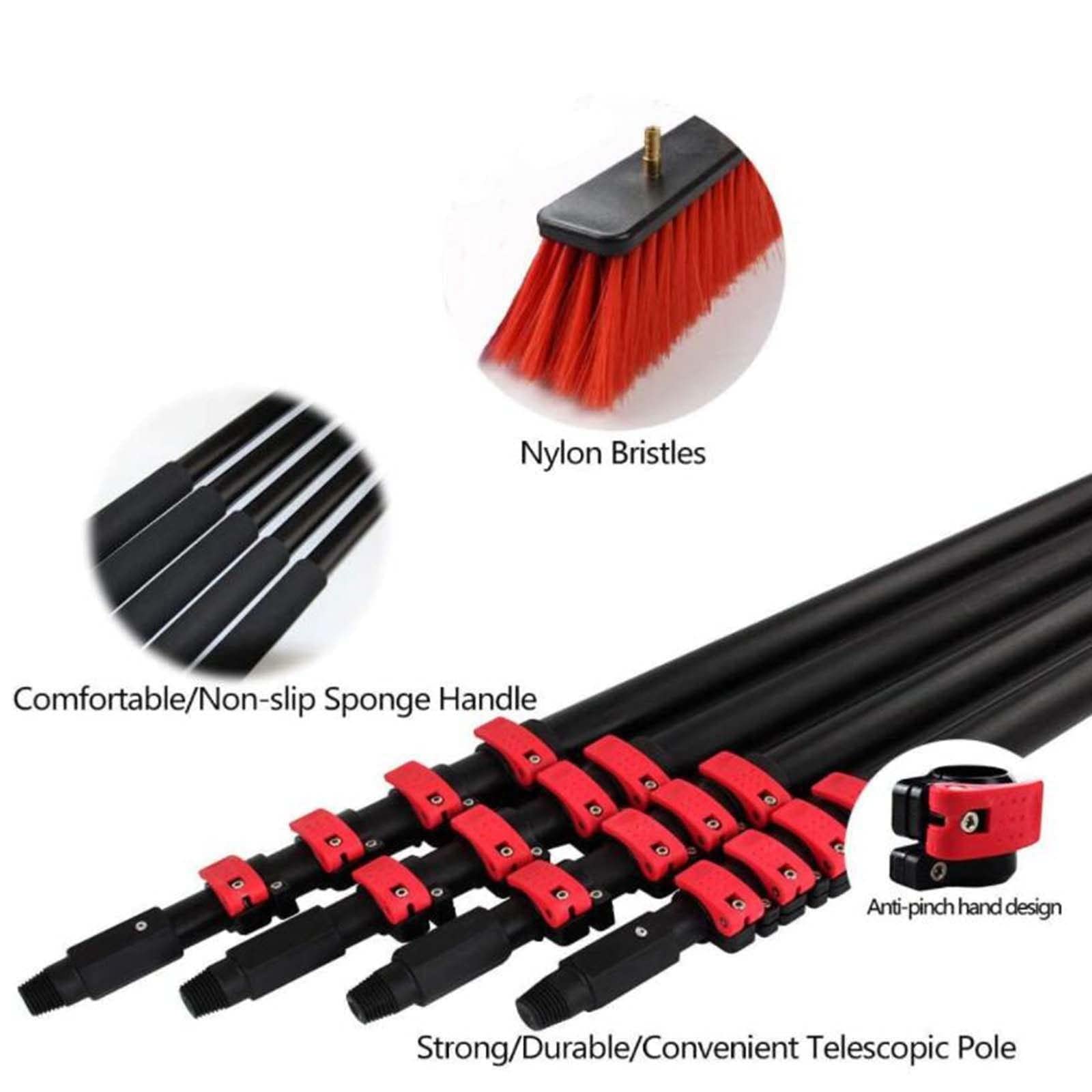 Telescopic Extension Pole Cleaning Kit - 3.6M to 10.8M Adjustable High-Density Alloy Window Cleaning Pole with Rinse Bar & Brush - Professional Window Washer Combo for Indoor/Outdoor Use - Perfect for Cars, High Windows, and Hard-to-Reach Areas (7.2M/24FT) - Ideal for Home Cleaning, Commercial Buildings, and Vehicle Maintenance