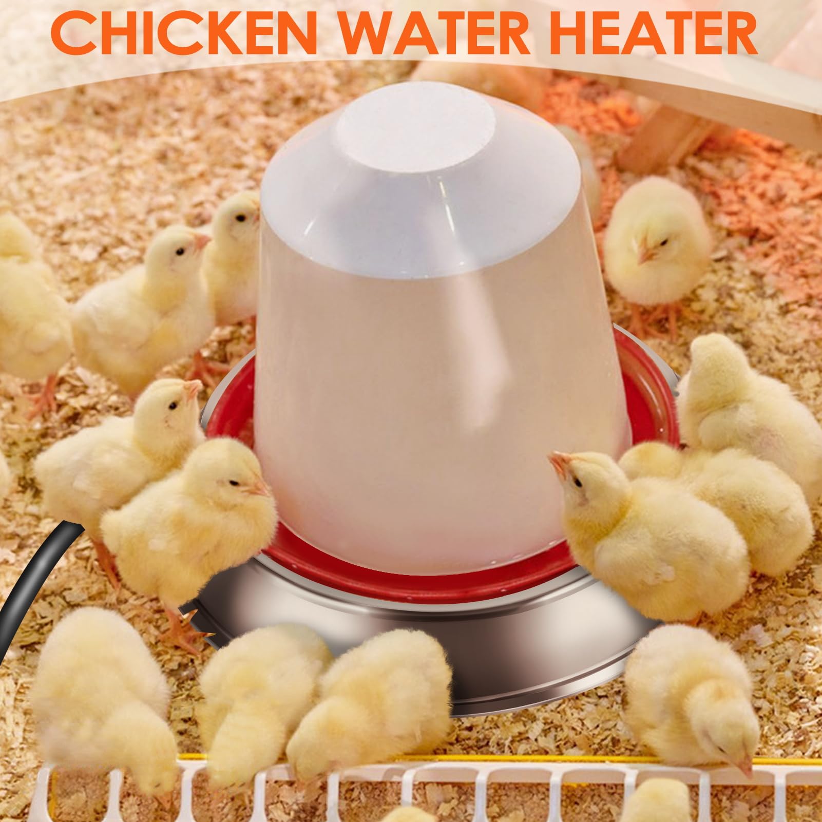 Heated Chicken Waterer for Winter - Automatic Poultry Water Heater Base with Rapid & Continuous Heating - Keep Chickens Hydrated in Cold Weather - Ideal for Coops, Farms, and Backyard Flocks