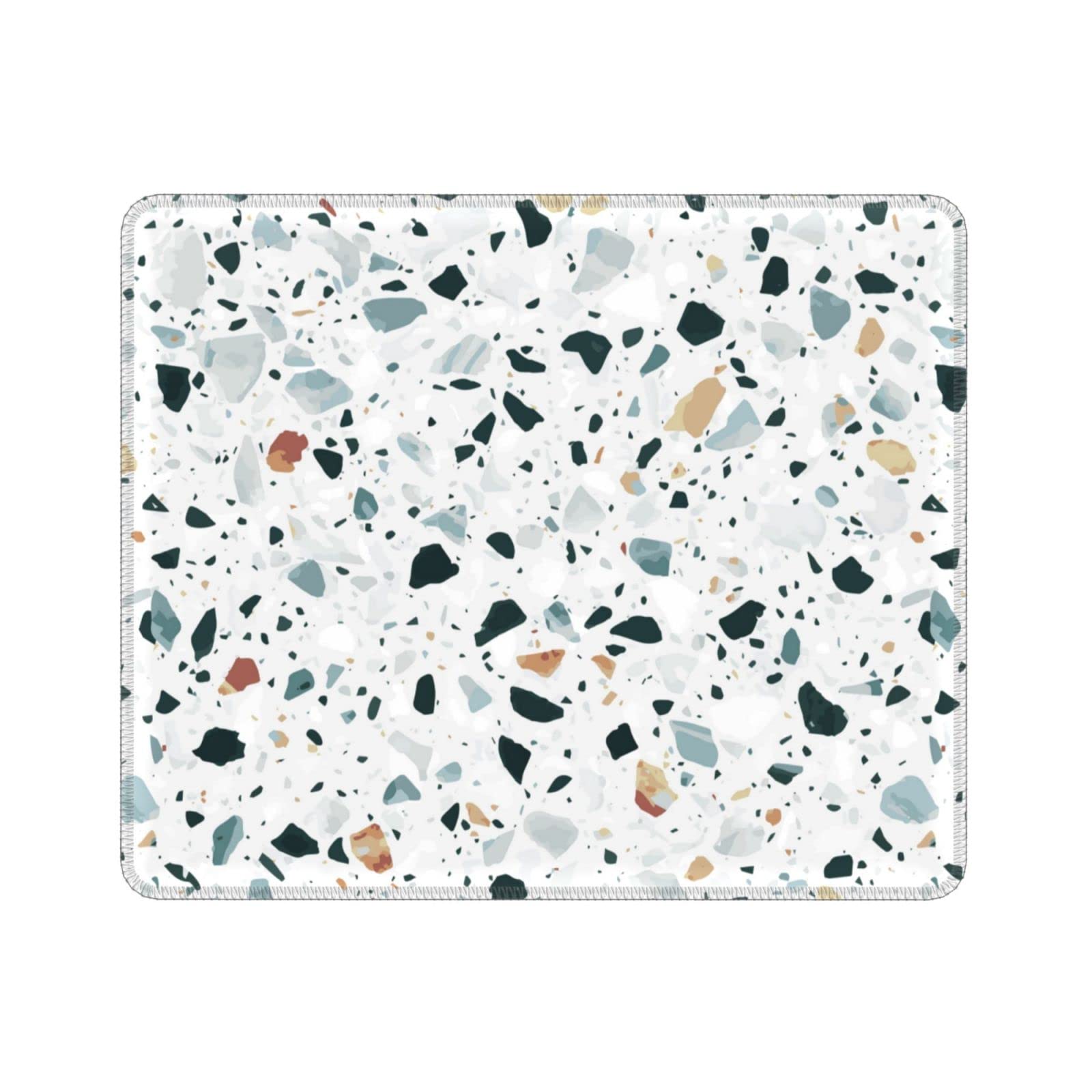 Pastel Terrazzo Marble Mouse Pad - Waterproof Non-Slip Rubber Base Square Mouse Mat for Office & Laptop (8.3