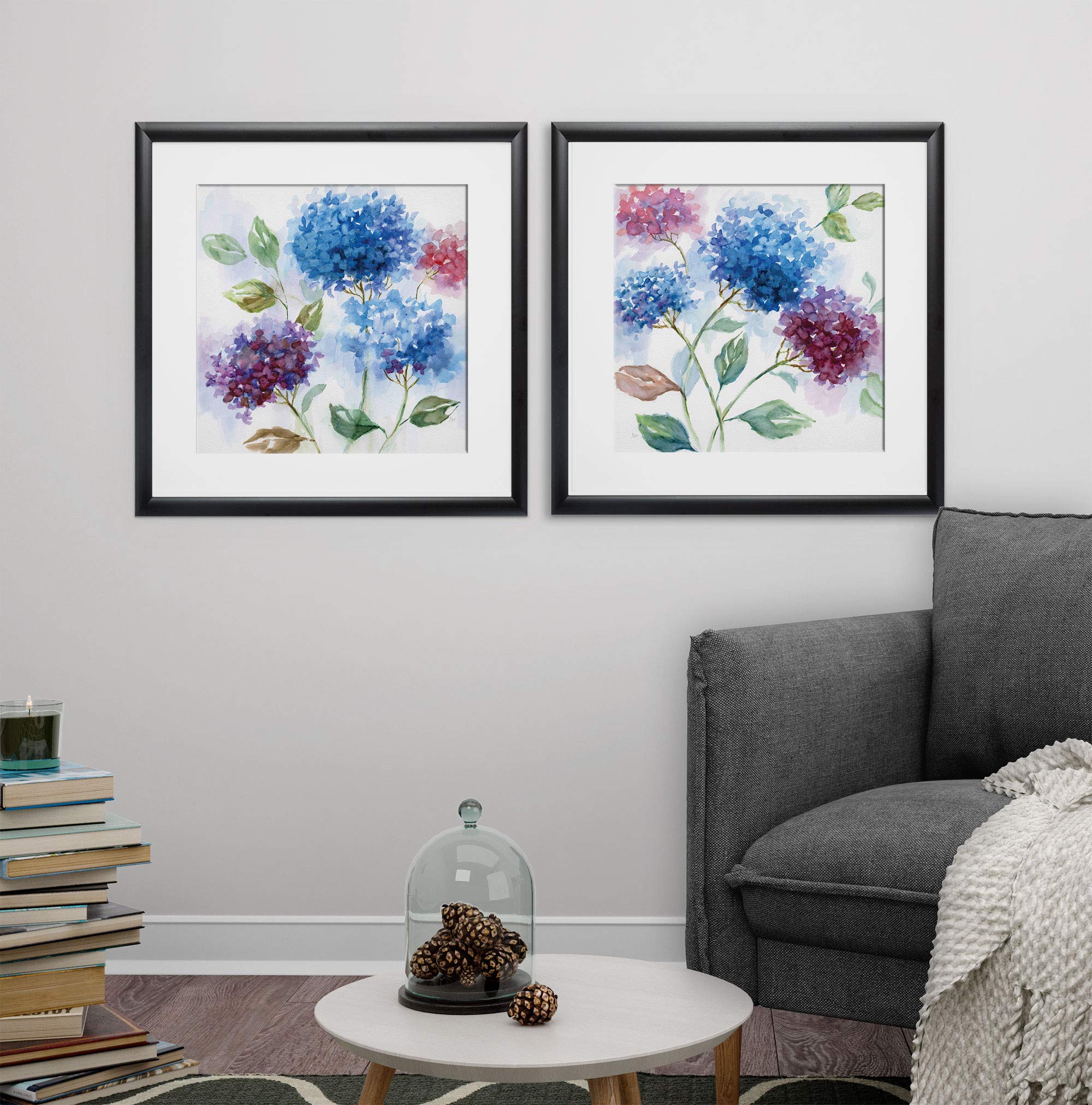 Wexford Home Hydrangea Harmony 2-Piece Decorative Throw Pillow Set | Floral Cushion Covers for Sofa, Bed & Living Room Decor