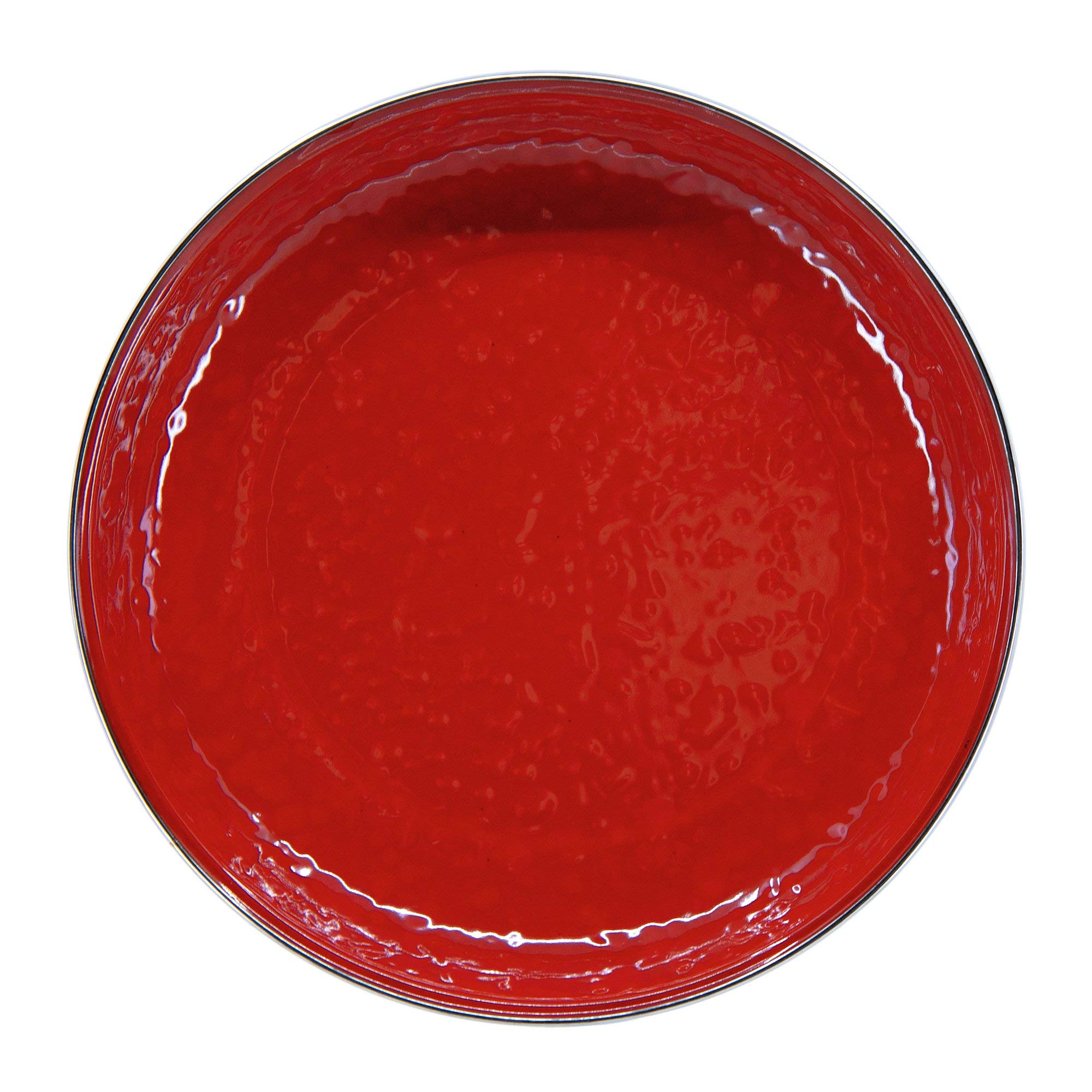 Golden Rabbit Enamelware Pasta Plates - Set of 4 (10 Inch, Solid Red) for Italian Dining, Picnics & Farmhouse Kitchen Decor