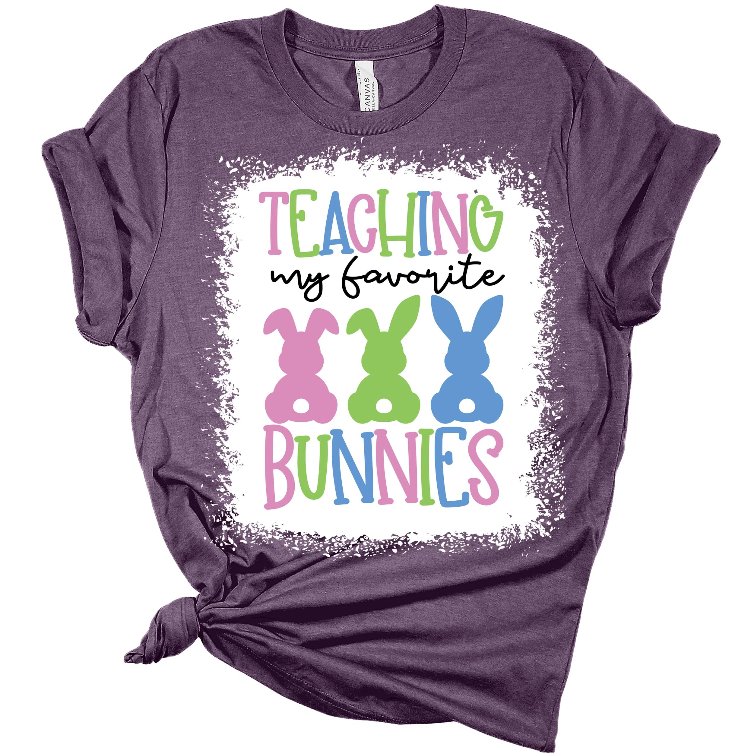 GyftWear Women's Easter Bunny Graphic T-Shirt - 'Teaching My Favorite Bunnies' Cute Teacher Tee - Perfect for Easter Classroom Activities & Spring Outfits