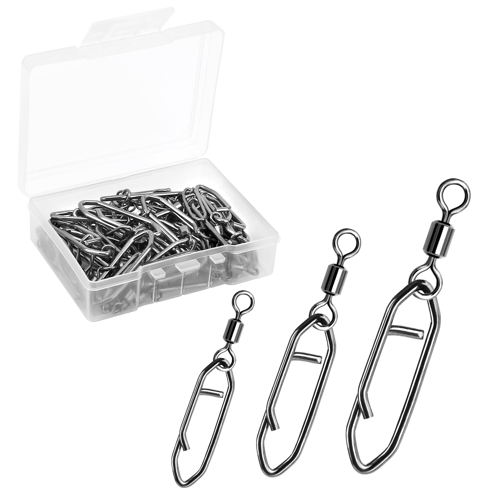 100 PCS High-Quality Fishing Swivels & Snaps Kit - Ball Bearing & Barrel Swivels for Saltwater & Freshwater Fishing - Durable Fishing Tackle for Bass, Trout & More - Perfect for Boat, Shore & Ice Fishing
