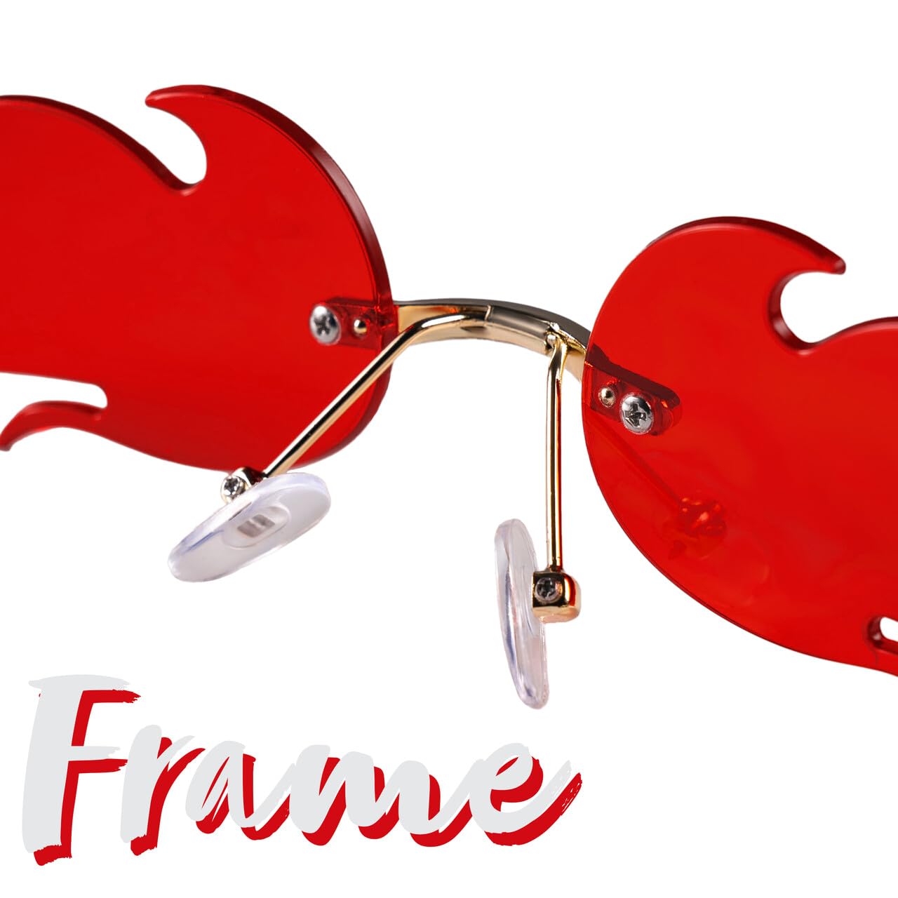 Spooktacular Creations Halloween Flame Glasses - Rimless Goth Sunglasses for Women, Men & Kids - Colorful Fire Shaped Eyewear for Costume Parties, Cosplay & Halloween Events