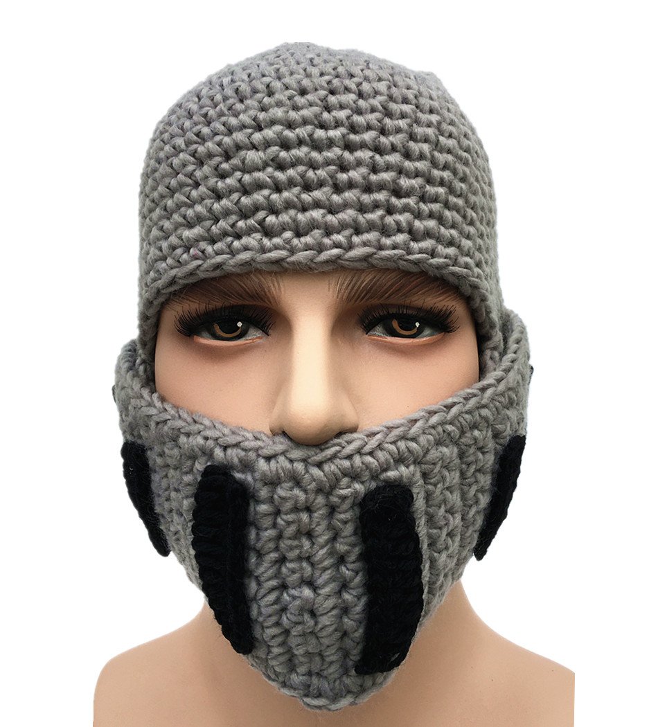 Men's & Women's Beard Hat Beanie - Warm Knit Roman Knight Cosplay Cap for Halloween & Medieval Costume Parties