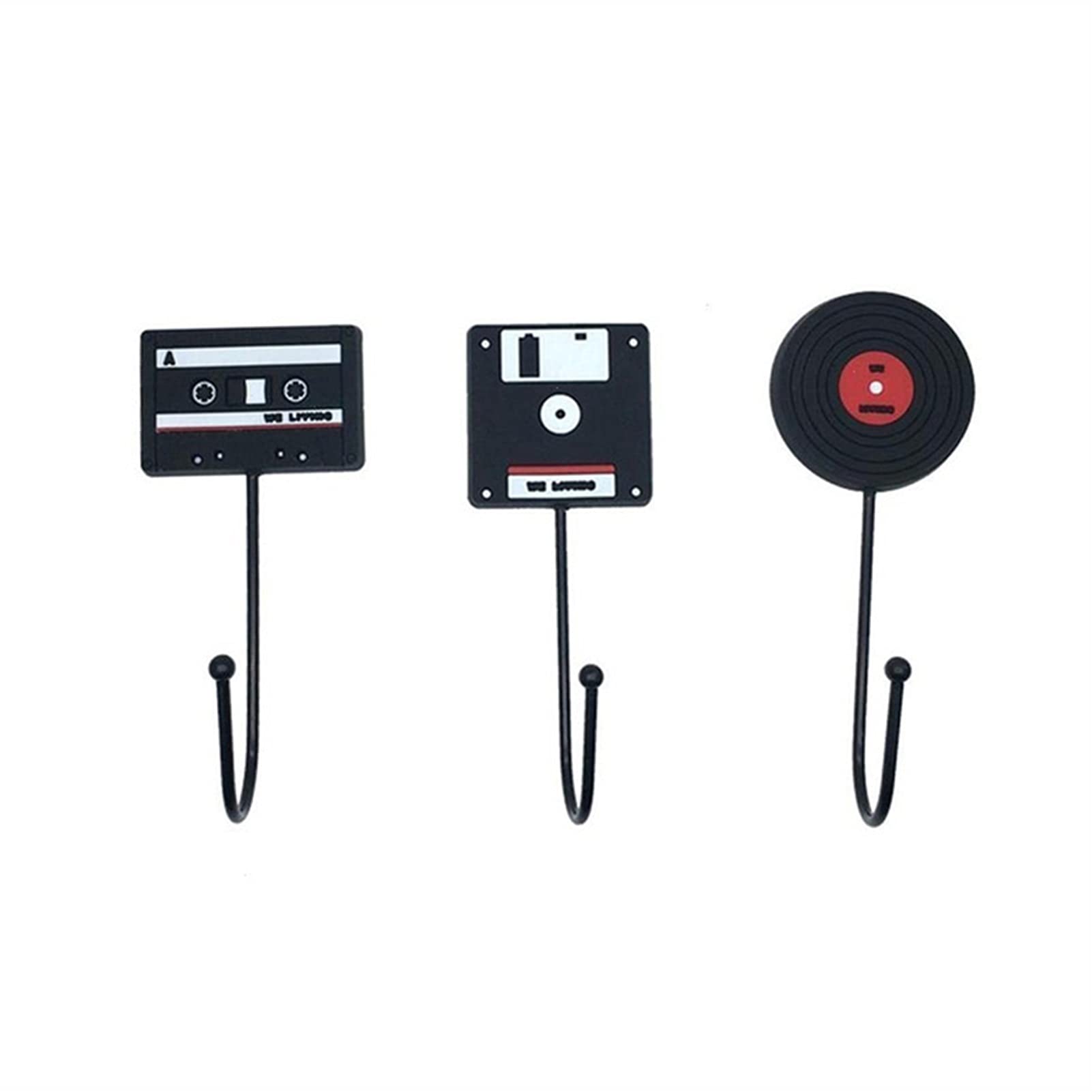 Vintage Retro Wall-Mounted Coat Rack with Music Record Design - Space-Saving Key Holder & Decorative Wall Hooks for Entryway, Bedroom or Office Organization