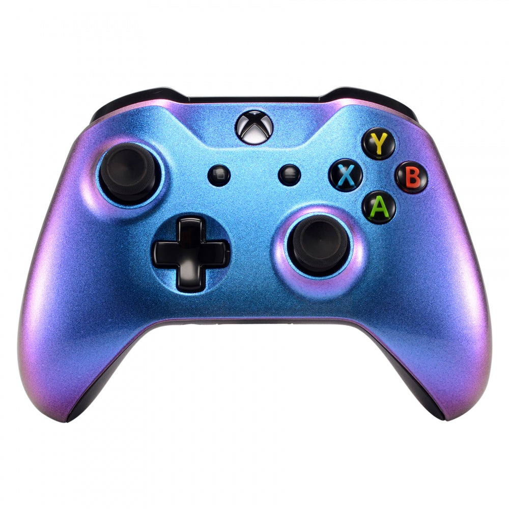 eXtremeRate Chameleon Purple Blue Replacement Top Shell & Faceplate with Side Rails & Back Panel for Microsoft Xbox One X/S Controller - Perfect for Customization & Gaming Setup (ZSXOFP01)