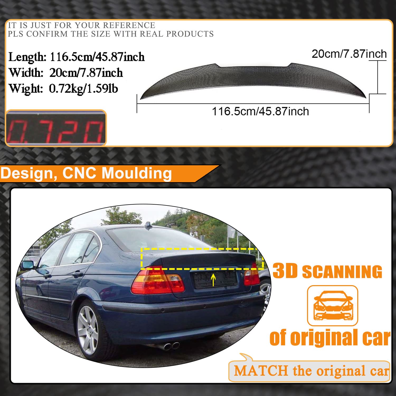 Carbon Fiber Trunk Spoiler for BMW 3 Series E46 Sedan (1998-2005) - 316i 318i 320i 323i 325i 328i 330i M3 - High Kick Duckbill Rear Wing Lip - Perfect for Street Racing & Car Shows