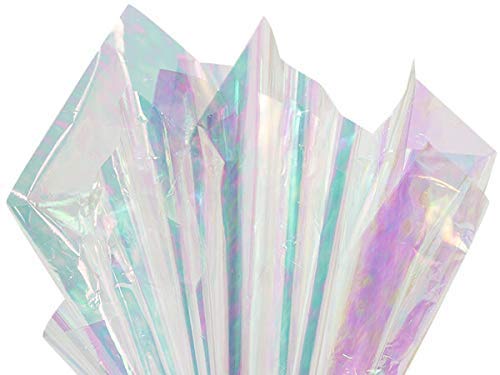 PMU Iridescent Film Roll 49 in. x 100 ft. - Iridescent Opal Vinyl Wrap for DIY Crafts, Gift Wrapping, Basket Decor & Home Decoration - Perfect for Scrapbooking, Party Decorations and Creative Projects