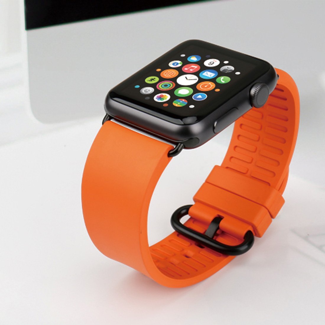 Premium MAIKES Rubber Sport Band Replacement for Apple Watch 38mm 40mm 42mm 44mm 45mm 49mm - Compatible with iWatch Series 1/2/3/4/5/6/7/8 - Durable Soft Strap for Men & Women - Perfect for Workouts, Running & Daily Wear