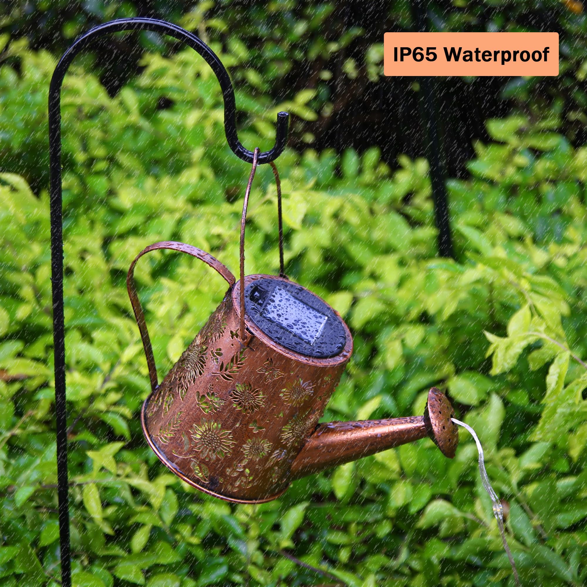 Solar Watering Can with LED Lights - Waterproof Hanging Solar Garden Decor for Outdoor Yard, Porch, Backyard, Pathway & Walkway (Sunflower Design) - Perfect for Garden Decorations, Landscape Lighting & Evening Ambiance