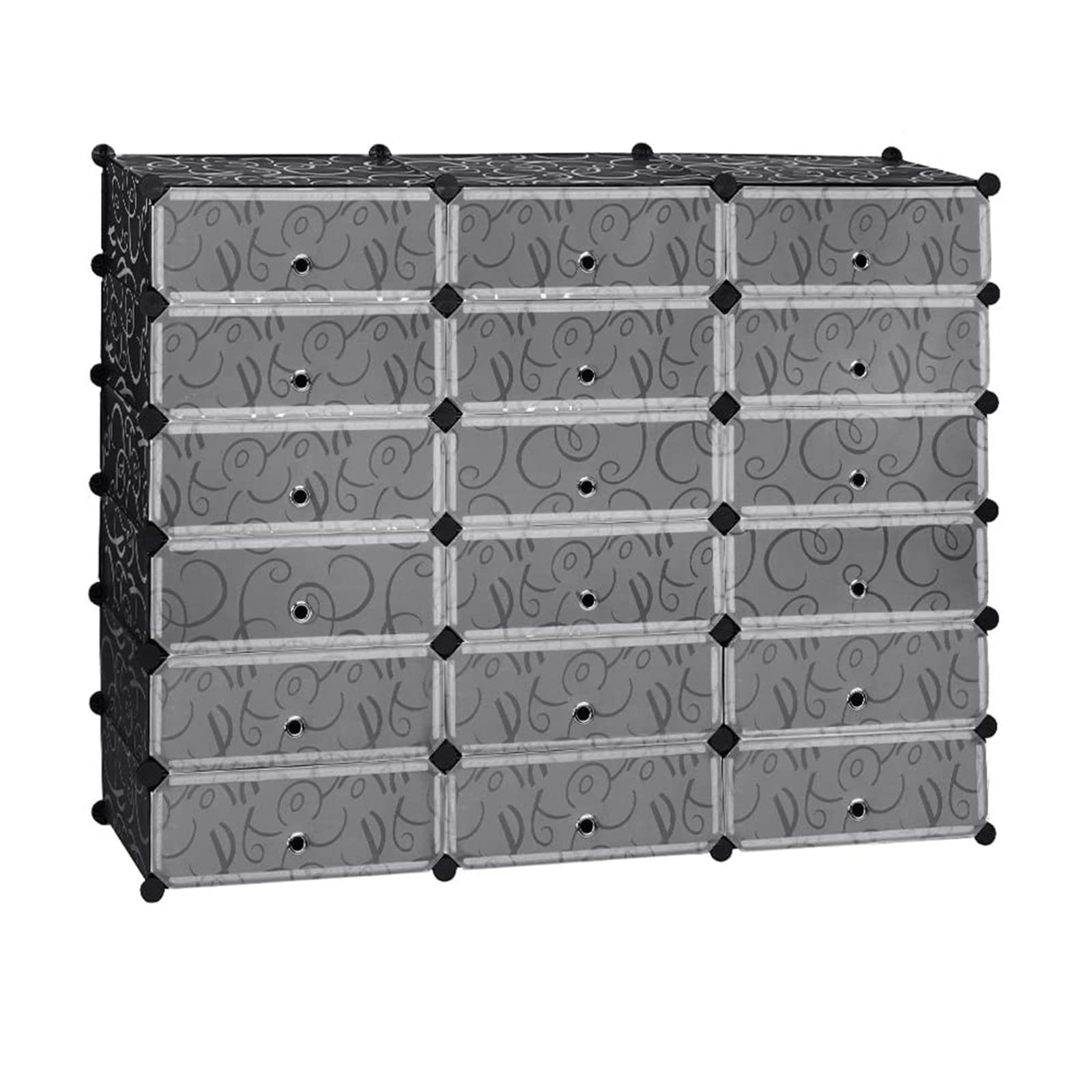 Tesmula 18-Cube Shoe Rack | DIY Plastic Storage Organizer | Modular Closet Cabinet with Doors for Bedroom | Perfect for Organizing Shoes, Toys & Home Decor in Small Spaces