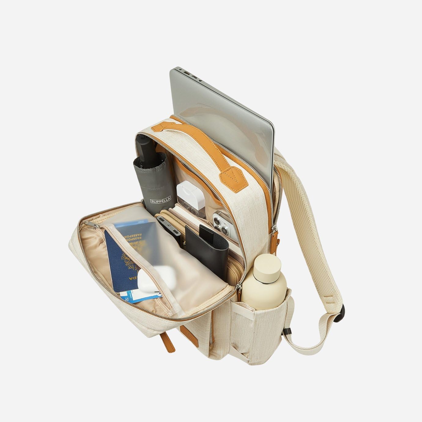 Nordace Siena Pro 13 Smart Backpack - 13.3 Inch Laptop Backpack for Men & Women, 15L Lightweight Travel Backpack for Work, School, Commuting & Everyday Use (Beige-Brown) | Durable & Water-Resistant Design for Business Trips & College Students