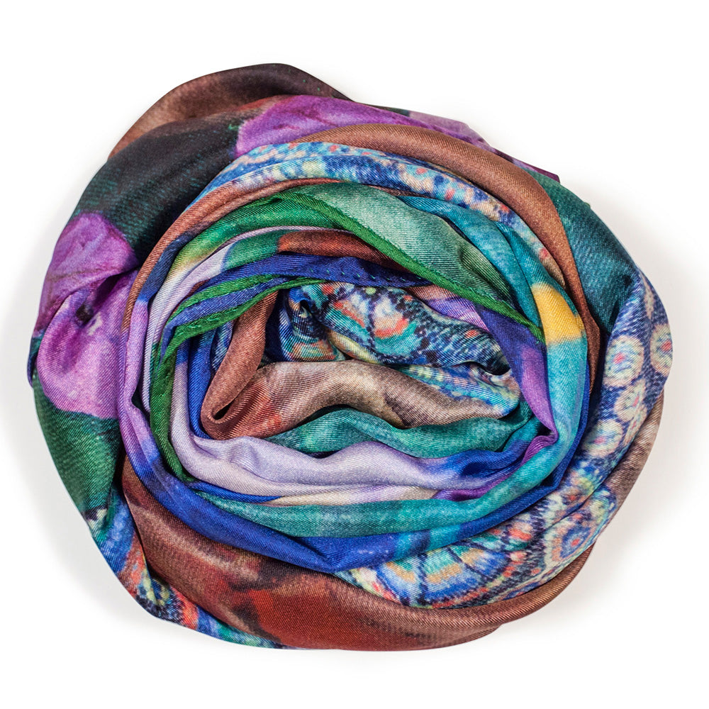 Elegant Mexico Long Silk Scarf - Soft & Lightweight Shawl for Women - Perfect for Travel, Parties & Formal Occasions