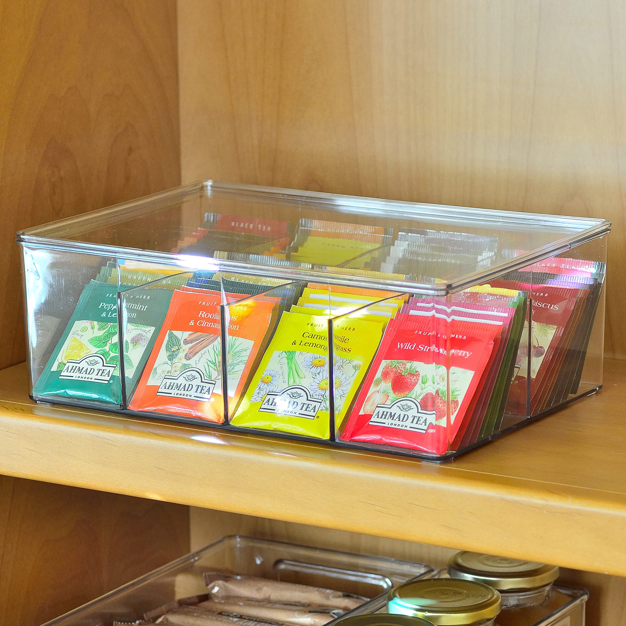 Youngever 8-Compartment Plastic Tea Packet Organizer with Lids - 11
