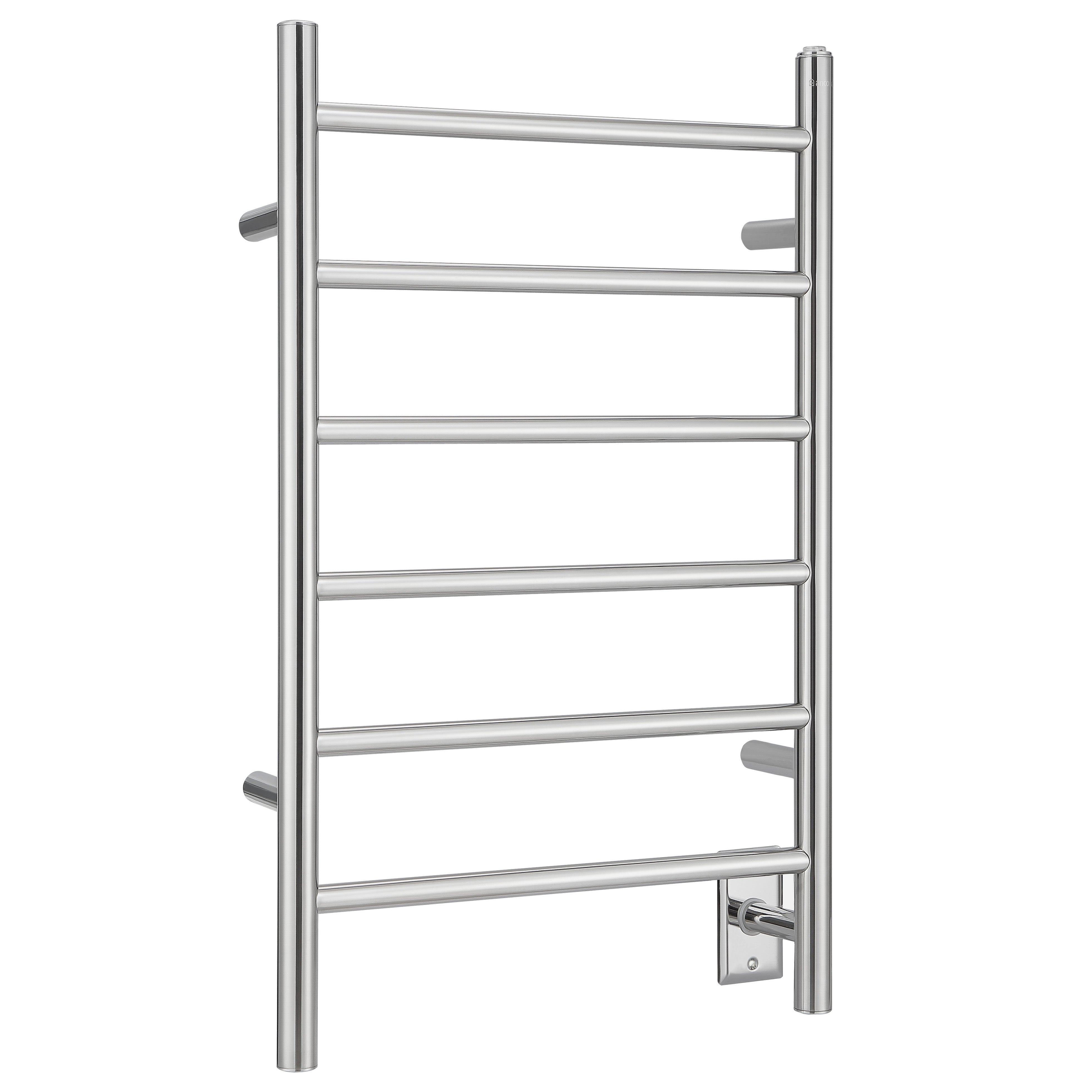 Premium 6-Bar Hardwired & Plug-in Towel Warmer - Polished Stainless Steel - Fast Heating Bathroom Luxury for Spa, Hotel & Home Use