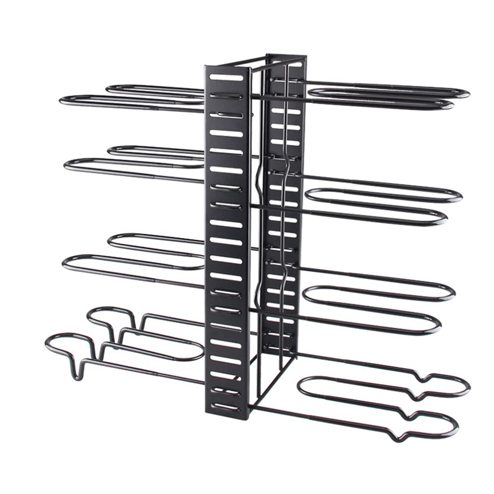 DOITOOL Adjustable Pot and Pan Organizer Rack - Black Kitchen Storage for Pots, Pans & Lids - Space-Saving Cabinet & Countertop Solution for Organized Cooking