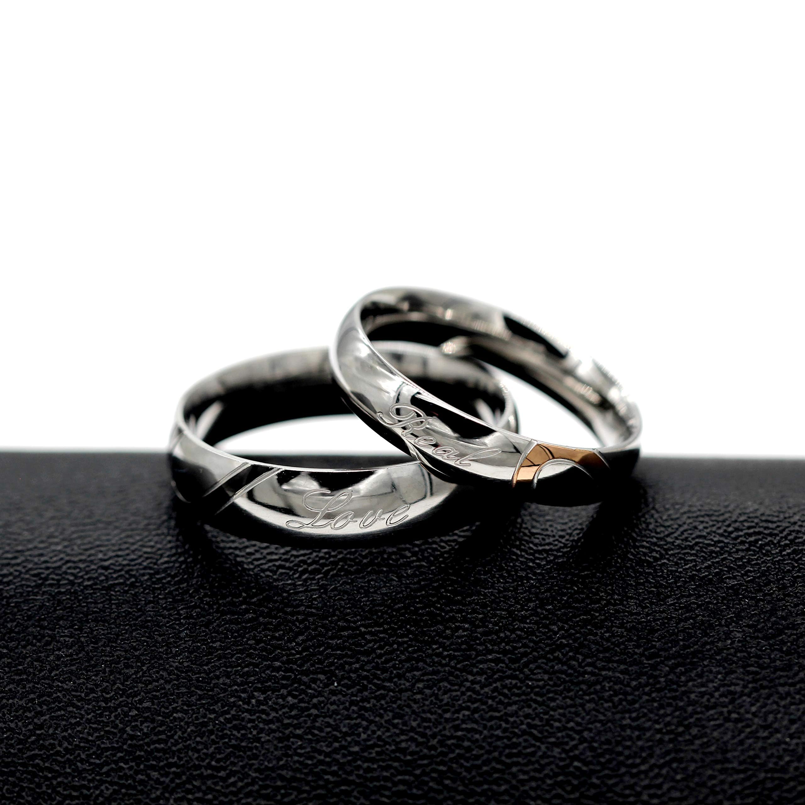 Uloveido Couples Titanium Stainless Steel Wedding Engagement Band Rings - Engravable Matching Love Rings for Him & Her (Y552) | Perfect for Anniversaries, Proposals & Romantic Gifts