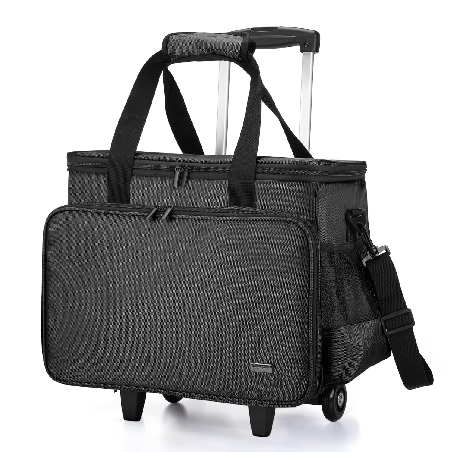 Luxja Rolling Sewing Machine Trolley Bag with Removable Pad - Portable Sewing Machine Case with Wheels for Singer, Brother & Janome - Perfect for Quilting, Crafting & Sewing Classes - Black Storage Organizer for Needles, Threads & Accessories