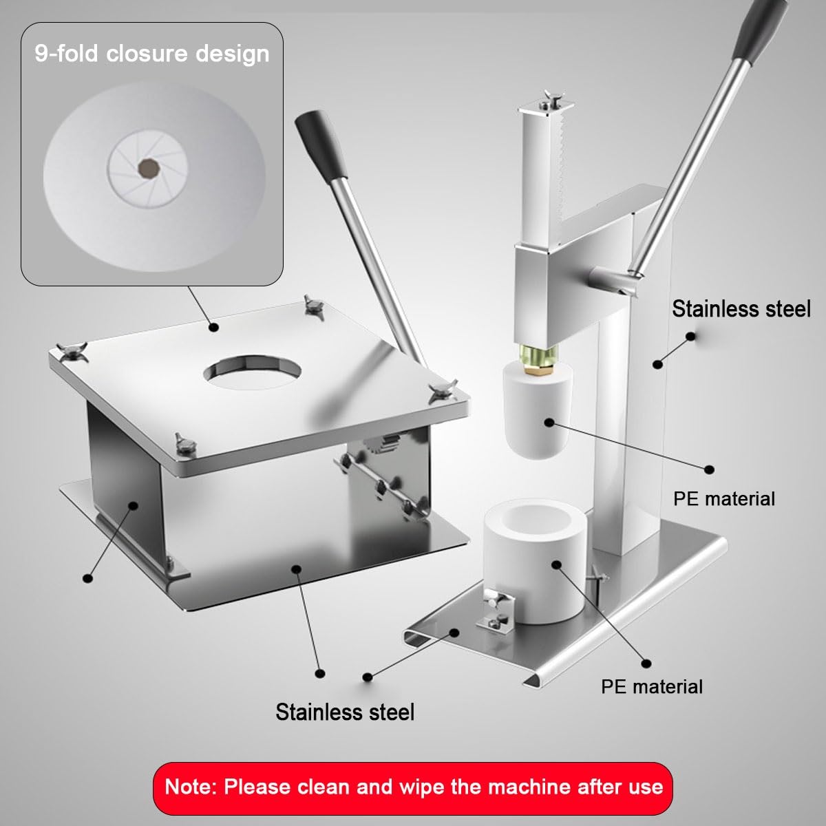 Automatic Baozi Maker with Dough Press - Semi-Automatic Dumpling & Steamed Bun Maker for Homemade Baozi, Cream Buns & Dim Sum - Perfect for Asian Cooking, Home Kitchens & Restaurant Use